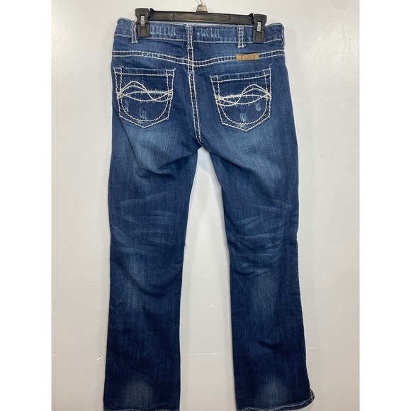 Cowgirl Tuff Co. Denim Jeans Boot Cut Distressed White Stitch W28 L33‎ - Picture 1 of 5